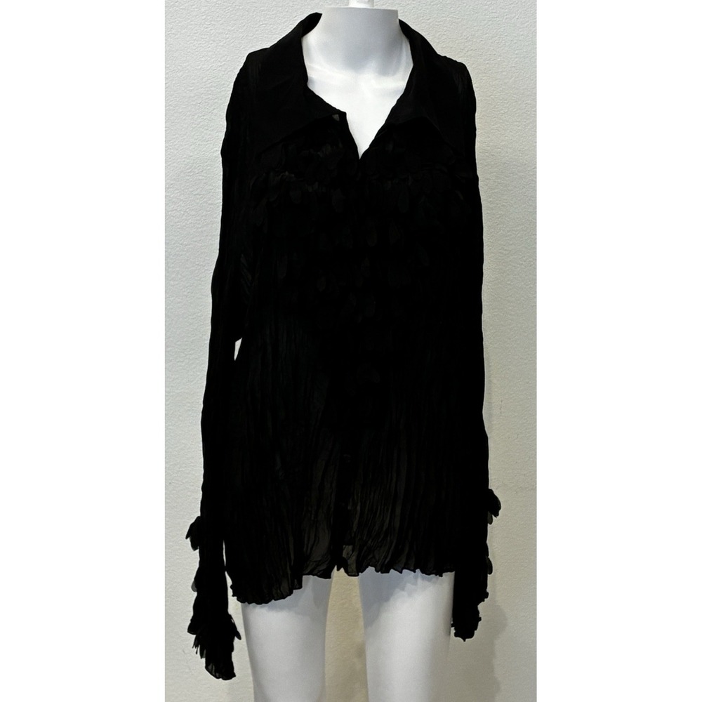 Y2K Kaelyn Max Black Fairy Grunge Sheer Crinkled Whimsigoth Top Size 3X